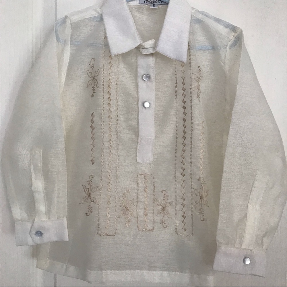 Kids Cream Barong Tagalog Shirt - Picture 7 of 15